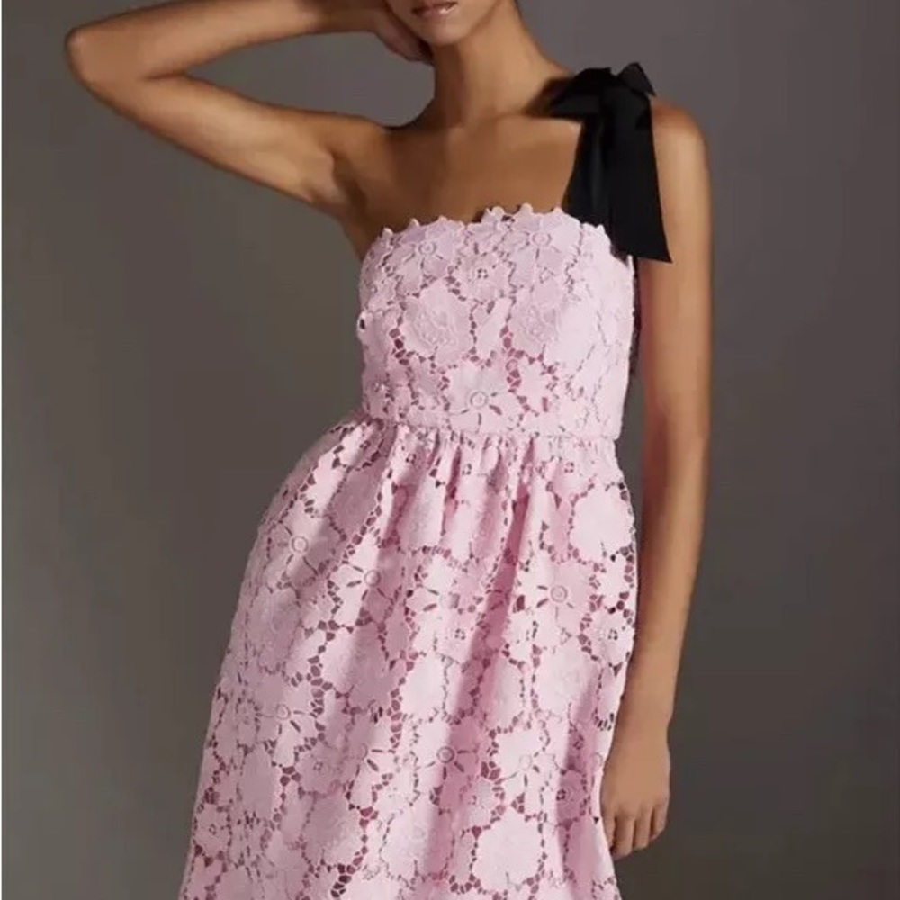 ANTHROPOLOGIE MAEVE ONE-SHOULDER LACE MINI DRESS